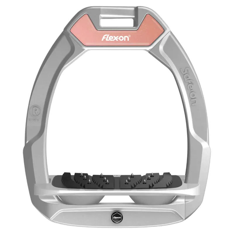 Flex-On Safe-On Ultra Grip Safety Stirrups - Grey/Grey/Grey/Rose Gold