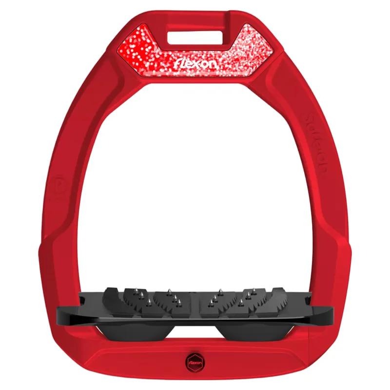 Flex-On Safe-On Ultra Grip Safety Stirrups - Red/Black/Red Glitter