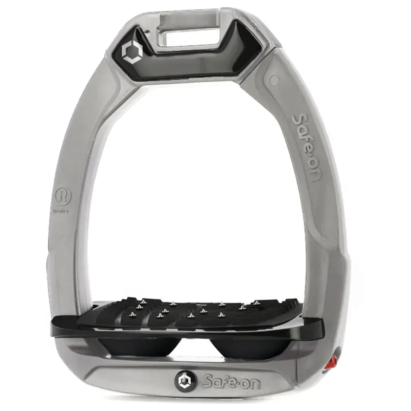 Flex-On Safe-On Ultra Grip Safety Stirrups - Silver Grey/Black/Black