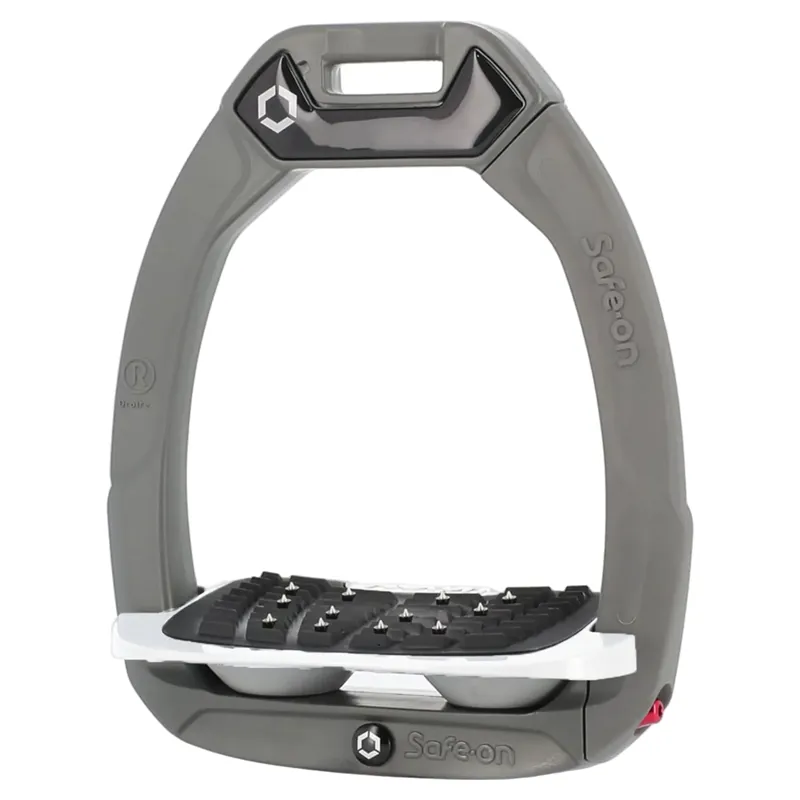 Flex-On Safe-On Ultra Grip Safety Stirrups - Silver Grey/White/Grey