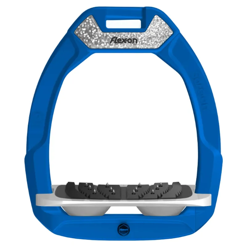 Flex-On Safe-On Ultra Grip Stirrups - Blue/Grey/Grey/Silver Glitter
