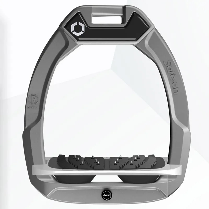 Flex-On Safe-On Ultra Grip Safety Stirrups - Silver Grey/Grey/Black