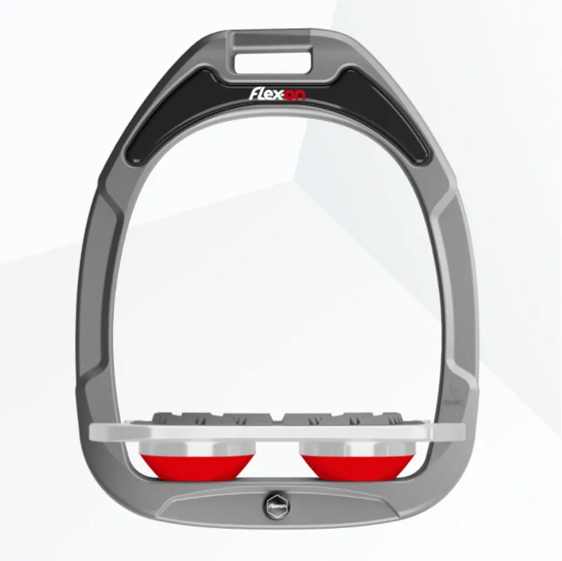 Flex-On Green Composite Grip Stirrups - Silver Grey/Red/Red Glitter-1