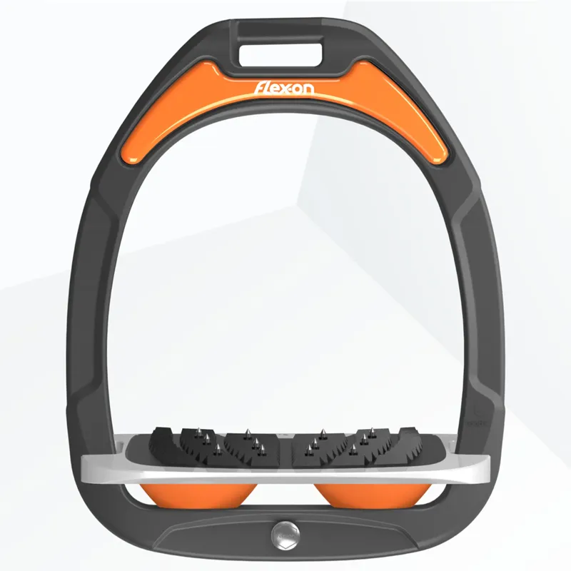 Flex-On Green Composite Ultra Grip Stirrups - Dark Grey/Grey/Orange