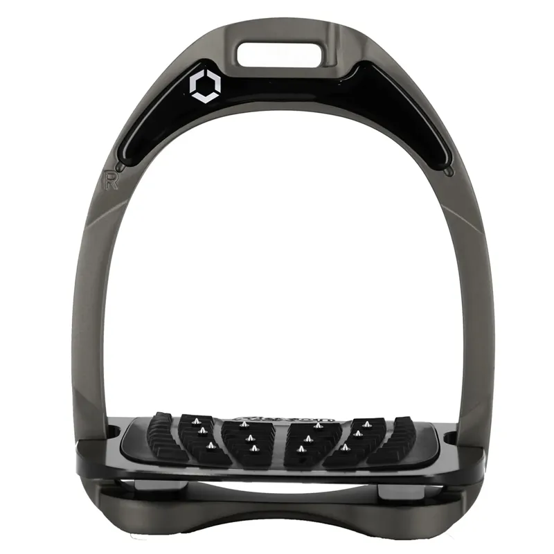 Flex-On Aluminium Ultra Grip Stirrup Irons - Dark Grey/Aluminium/Grey