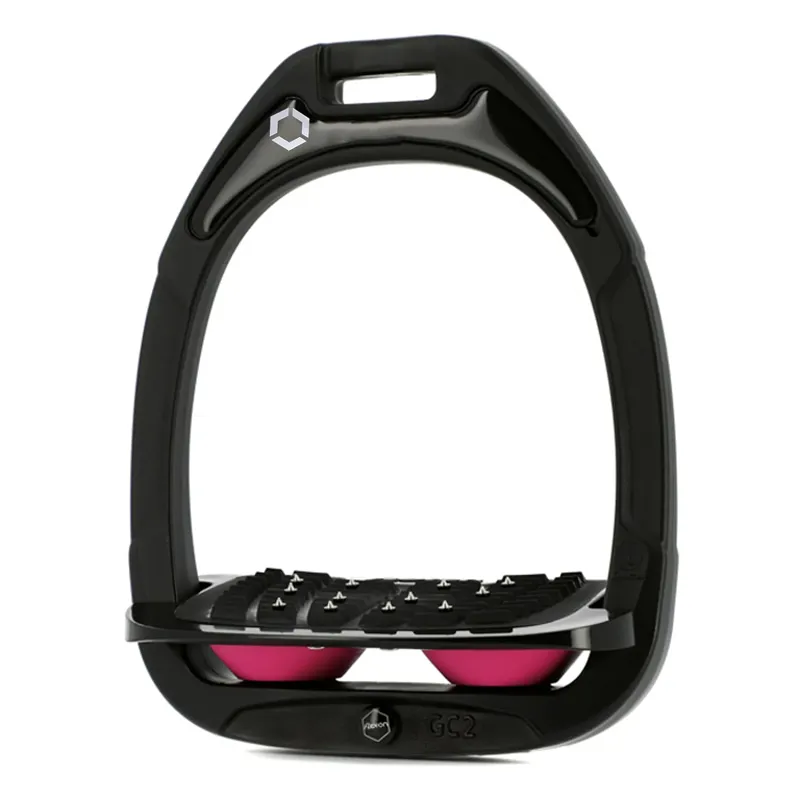 Flex-On Green Composite Ultra Grip Stirrups - Black/Black/Pink
