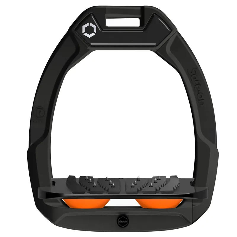 Flex-On Safe-On Ultra Grip Safety Stirrups - Black/Black/Orange