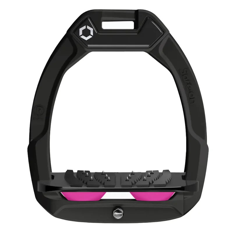 Flex-On Safe-On Ultra Grip Safety Stirrups - Black/Black/Pink