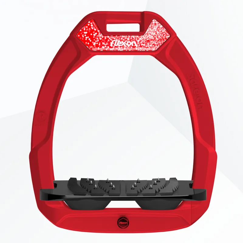 Flex-On Safe-On Ultra Grip Safety Stirrups - Red/Black/Red Glitter