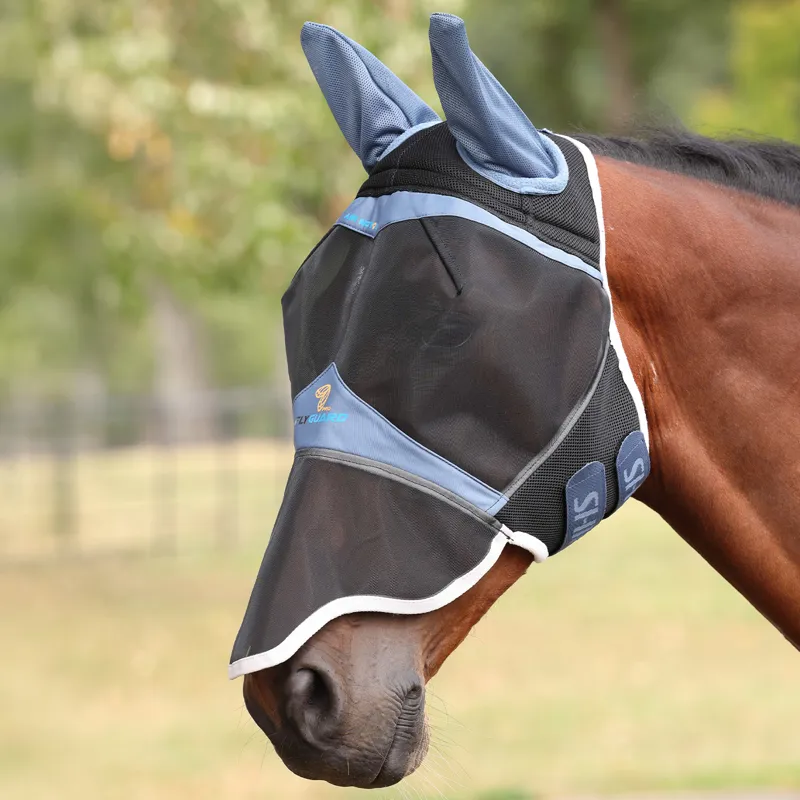 Shires FlyGuard Pro Air Motion Fly Mask with Ears and Nose - Deep Air Force Blue