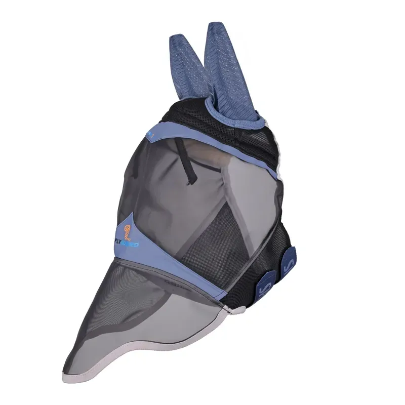 Shires FlyGuard Pro Air Motion Fly Mask with Ears and Nose - Deep Air Force Blue-1