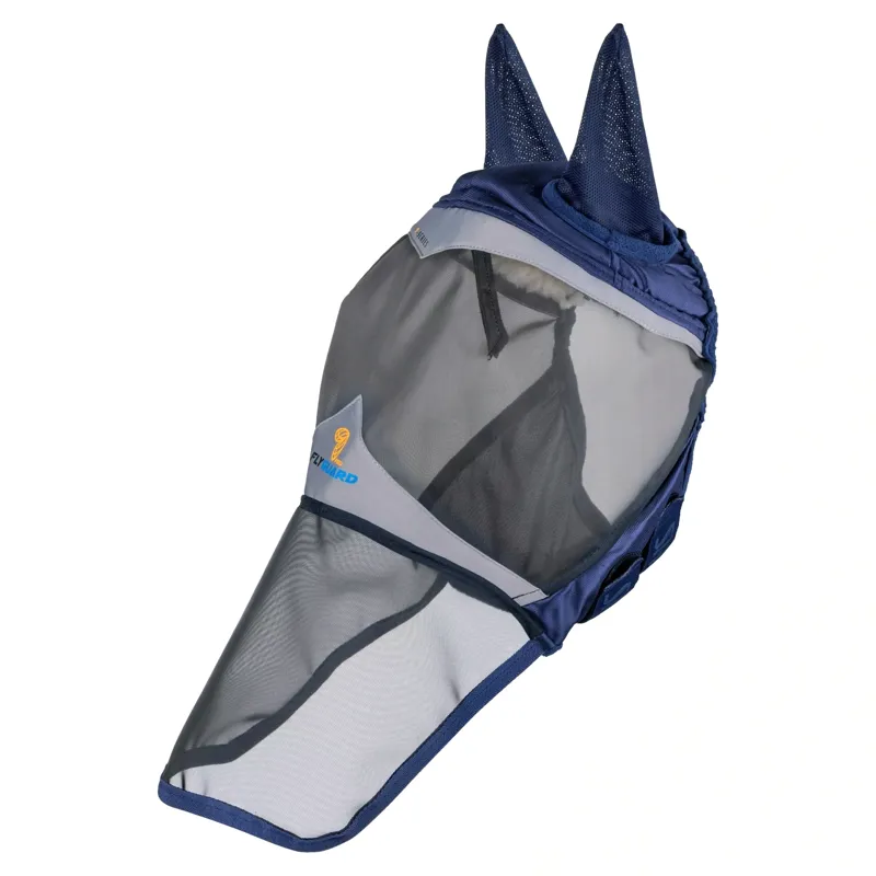 Shires Flyguard Pro Fine Mesh Fly Mask with Ears and Square Nose - Navy-1
