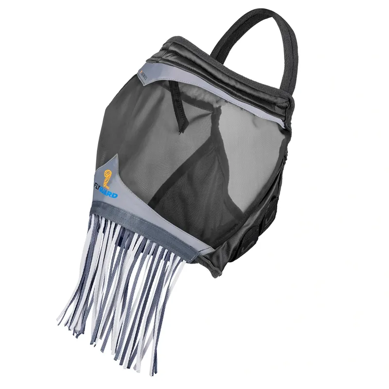 Shires FlyGuard Pro Fine Mesh Earless Fly Mask with Nose Fringe - Jet-1