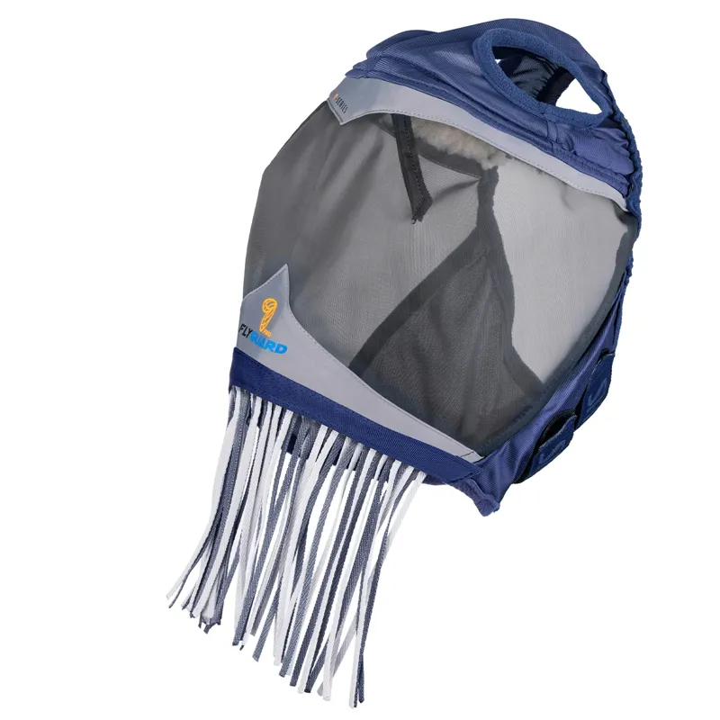 Shires FlyGuard Pro Fine Mesh Fly Mask with Nose Fringe - Navy-1