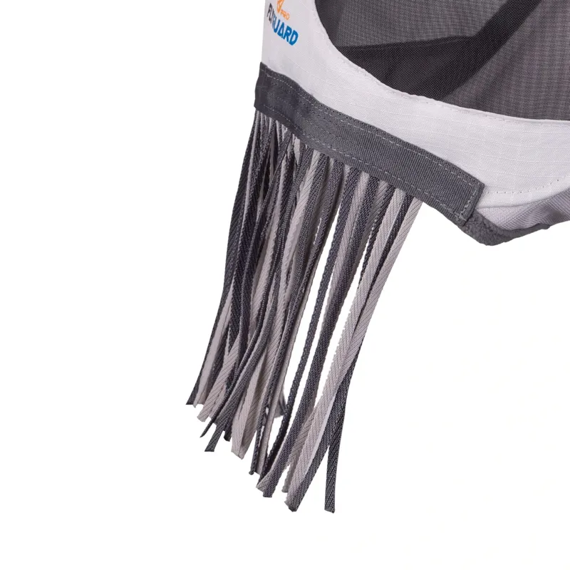 Shires FlyGuard Pro Sun Shade Fly Mask with Ears and Fringe - White-2
