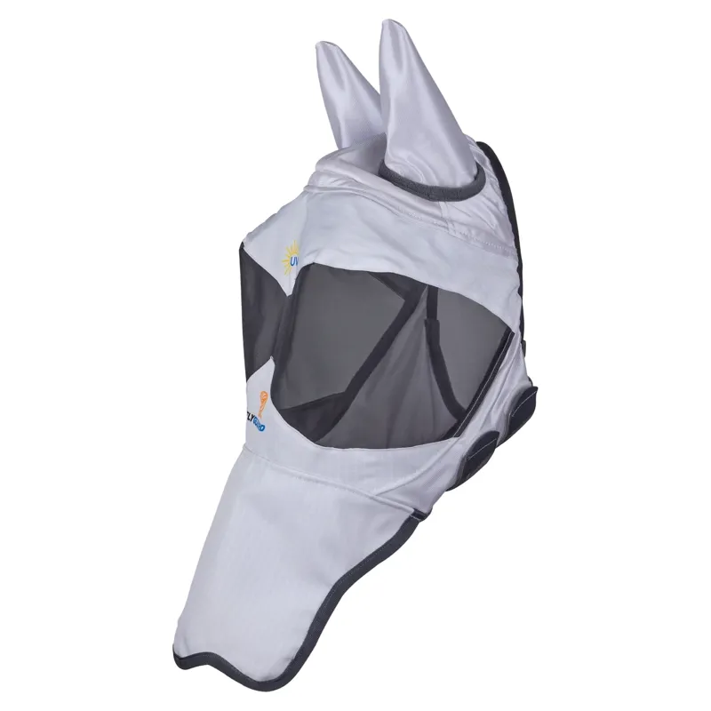 Shires FlyGuard Pro Sun Shade Fly Mask with Ears and Nose - White-1