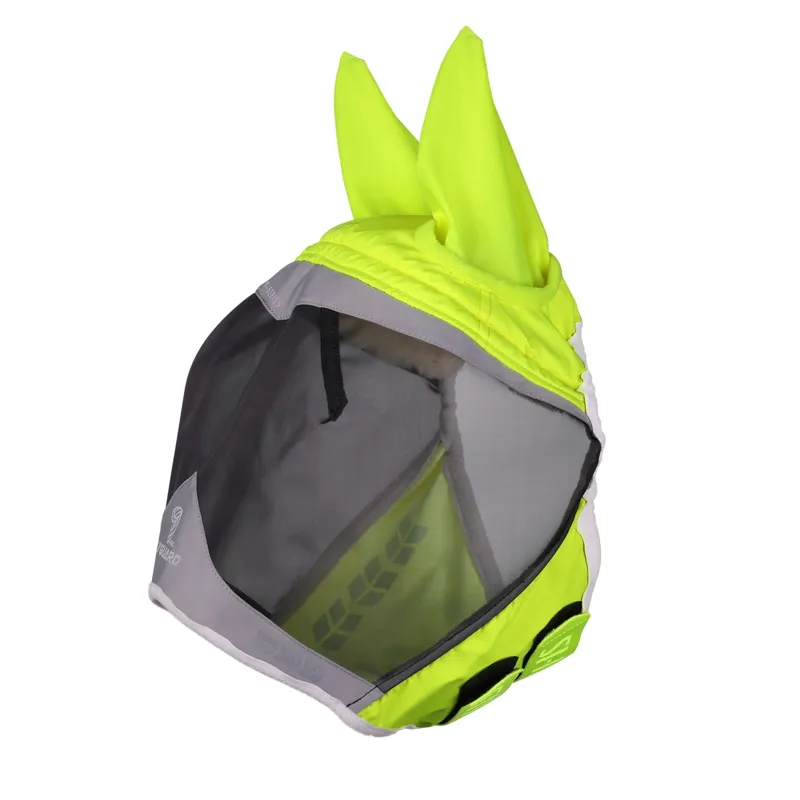 Shires FlyGuard Pro Hi-Viz Fine Mesh Fly Mask with Ears - Yellow-1