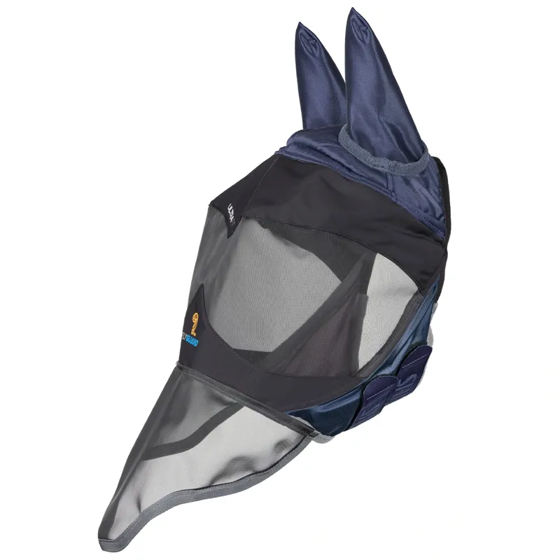 FlyGuard Pro Deluxe Fly Mask with Ears and Nose - Navy-1
