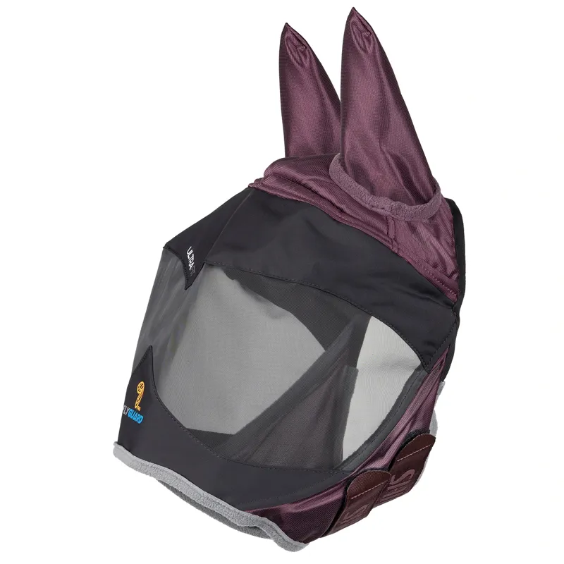 Shires FlyGuard Pro Deluxe Fly Mask with Ears - Black Cherry-1