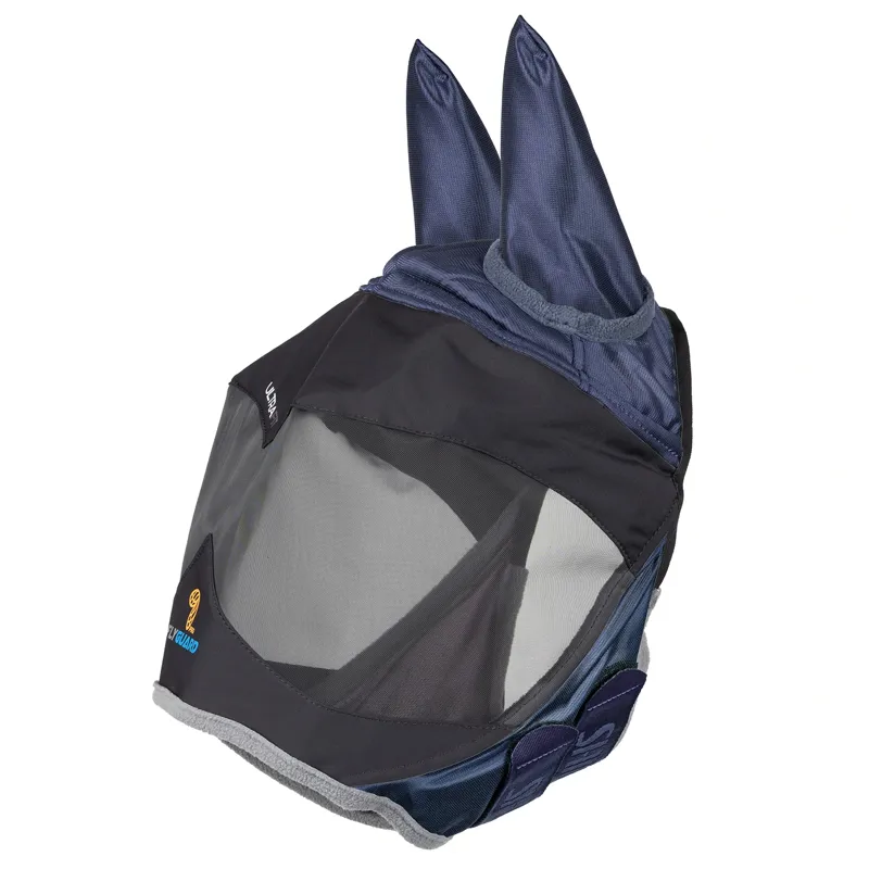 Shires FlyGuard Pro Deluxe Fly Mask with Ears - Navy-1