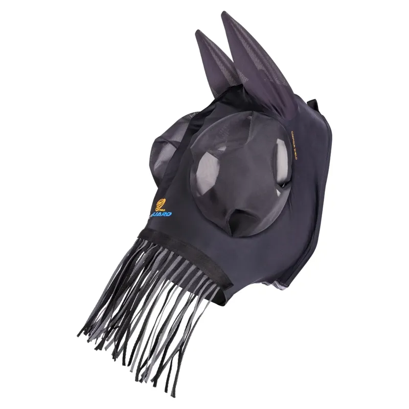 Shires FlyGuard Pro Stretch Fly Mask with Nose Fringe - Jet-1