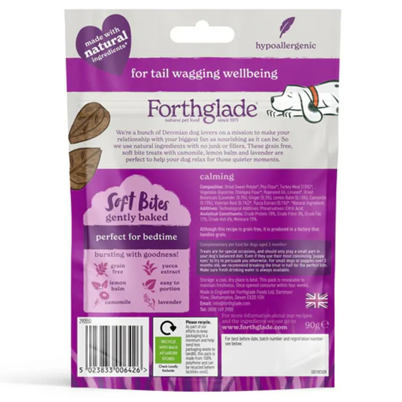 Forthglade Calming Natural Soft Bite Dog Treats - Turkey/Camomile-1