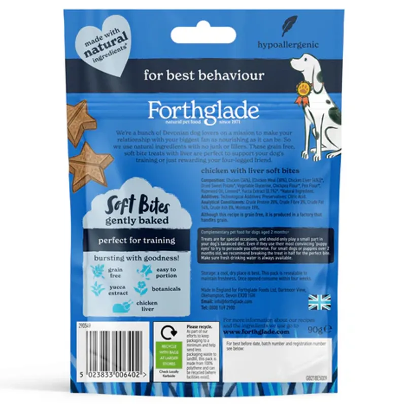 Forthglade Rewards Natural Soft Bite Dog Treats - Chicken with Liver-1