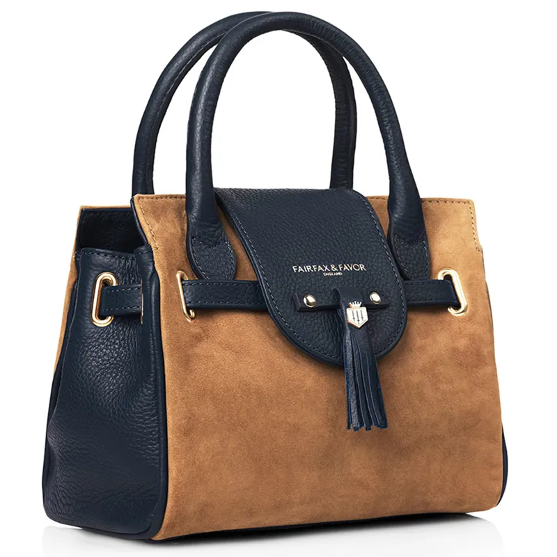 Fairfax and Favor Mini Windsor Handbag - Tan/Navy-4