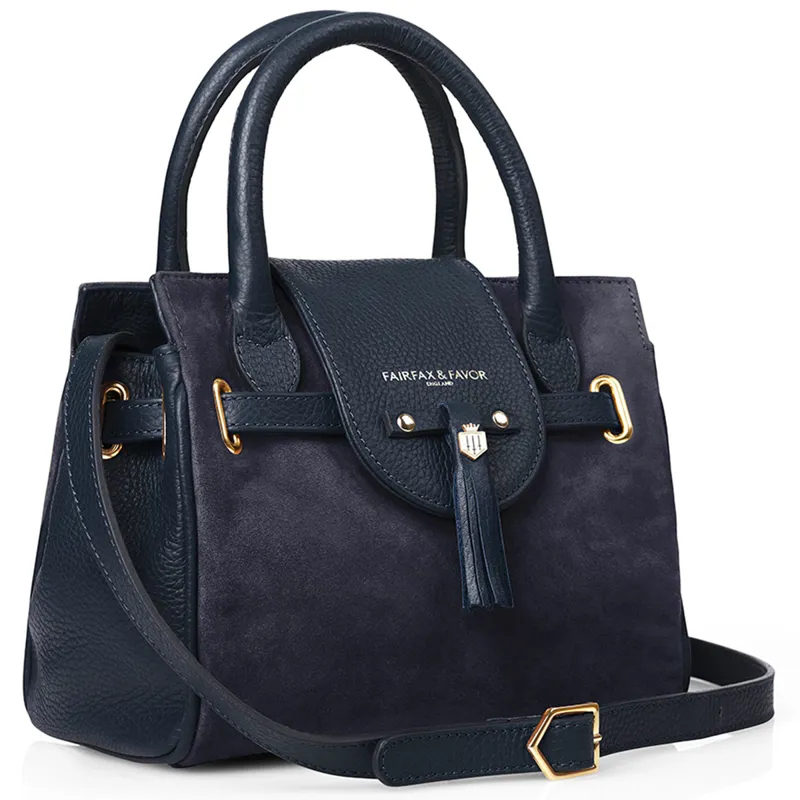 Fairfax and Favor Mini Windsor Handbag - Navy Suede-2