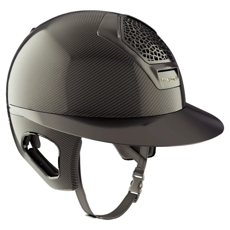 Freejump Voronoi Carbon Wide Peak Temple Protection Riding Hat - Black Gloss