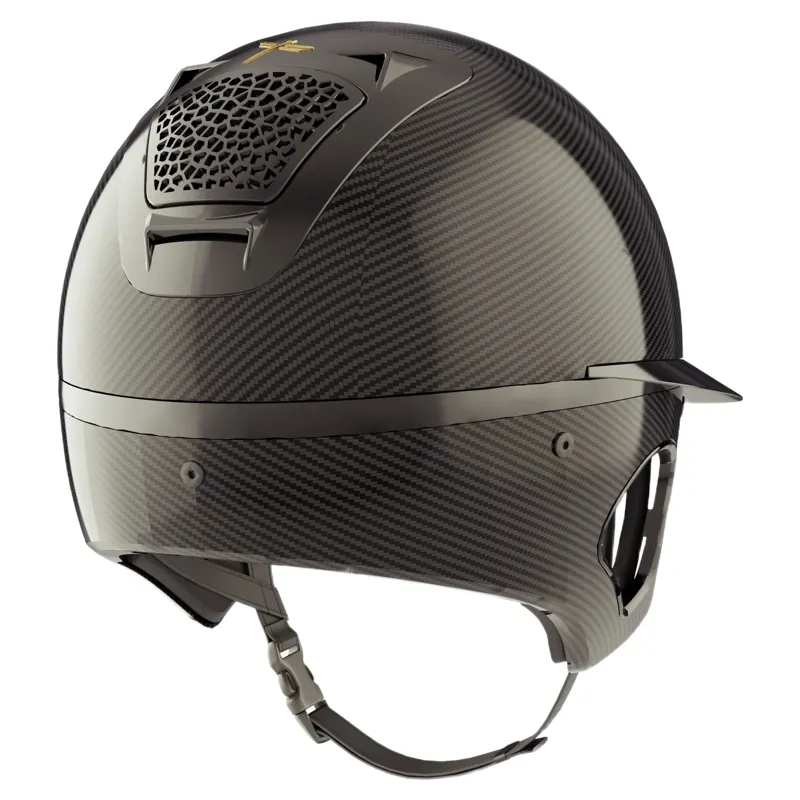 Freejump Voronoi Carbon Wide Peak Temple Protection Riding Hat - Black Gloss-1