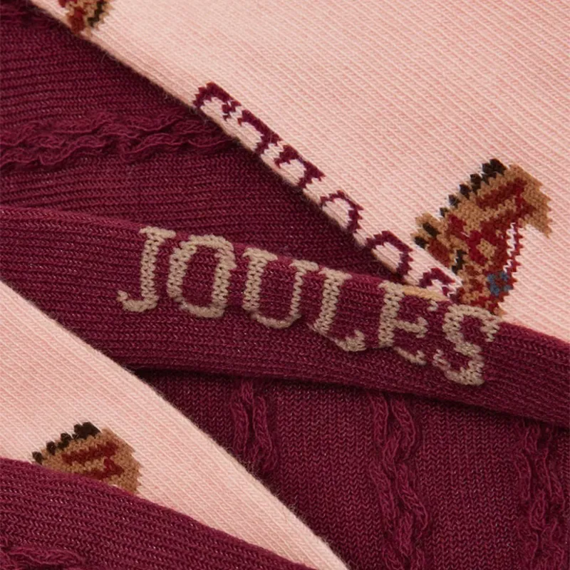 Joules Everyday Womens Socks 2 Pack - Pink Horse/Berry Horse-1