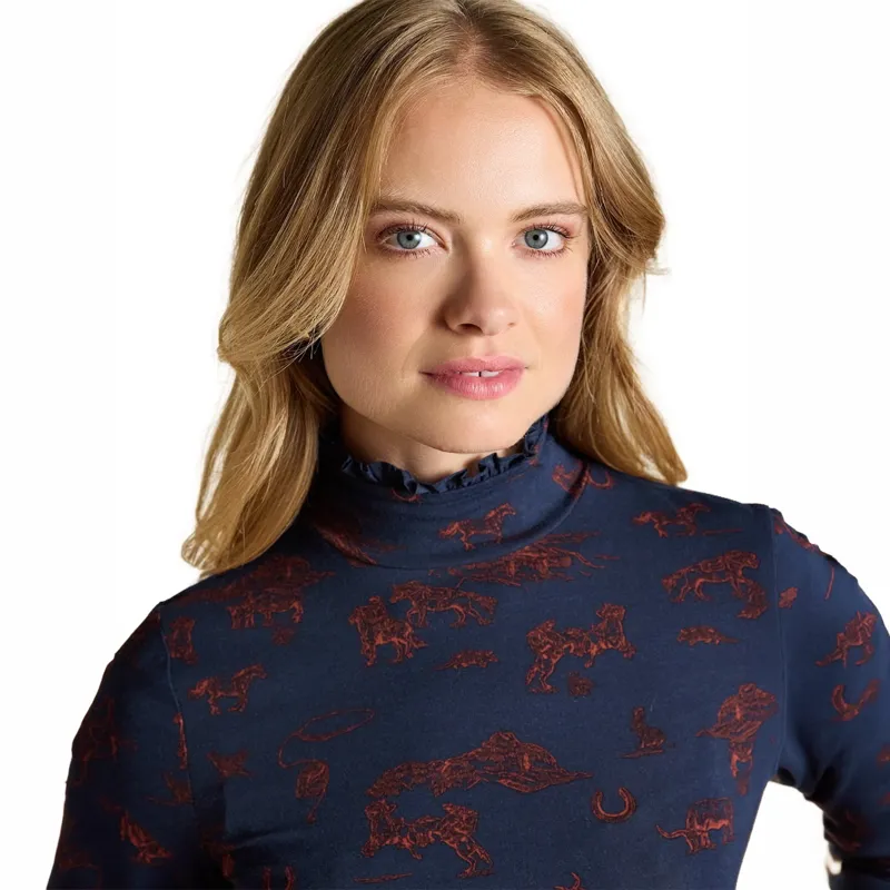 Joules Amy Womens Long Sleeve Jersey Top - Navy/Western-3