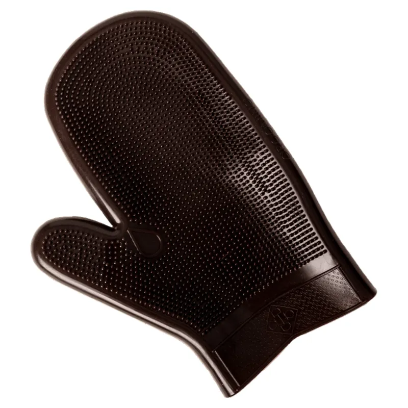 Grooming Deluxe Rubber Grooming Mitt - Brown-1