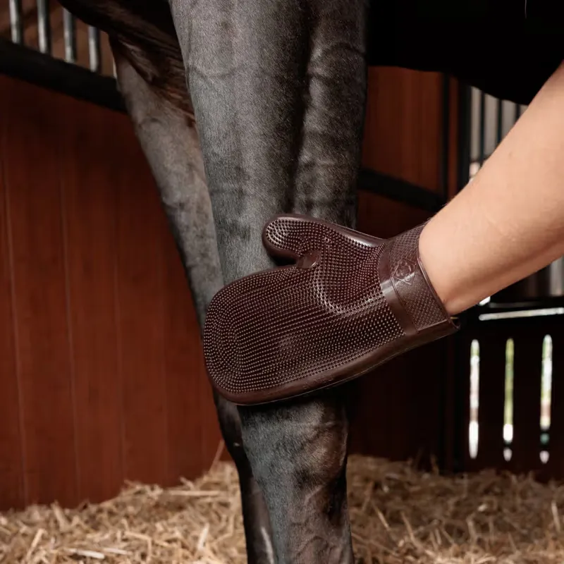 Grooming Deluxe Rubber Grooming Mitt - Brown-3