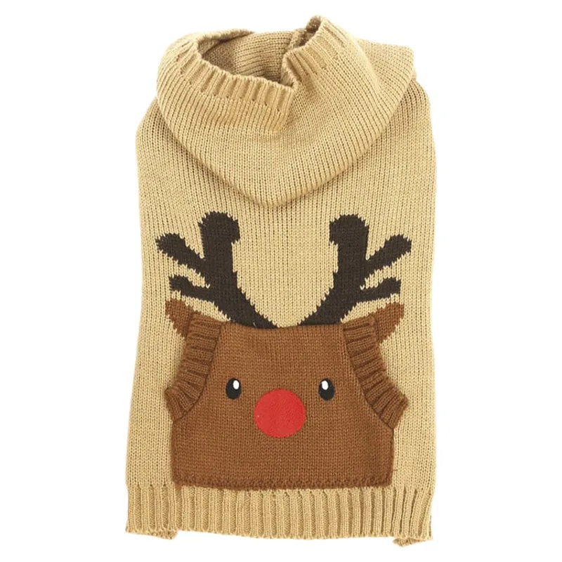 Happy Pet Reindeer Grandad Dog Sweater - Brown