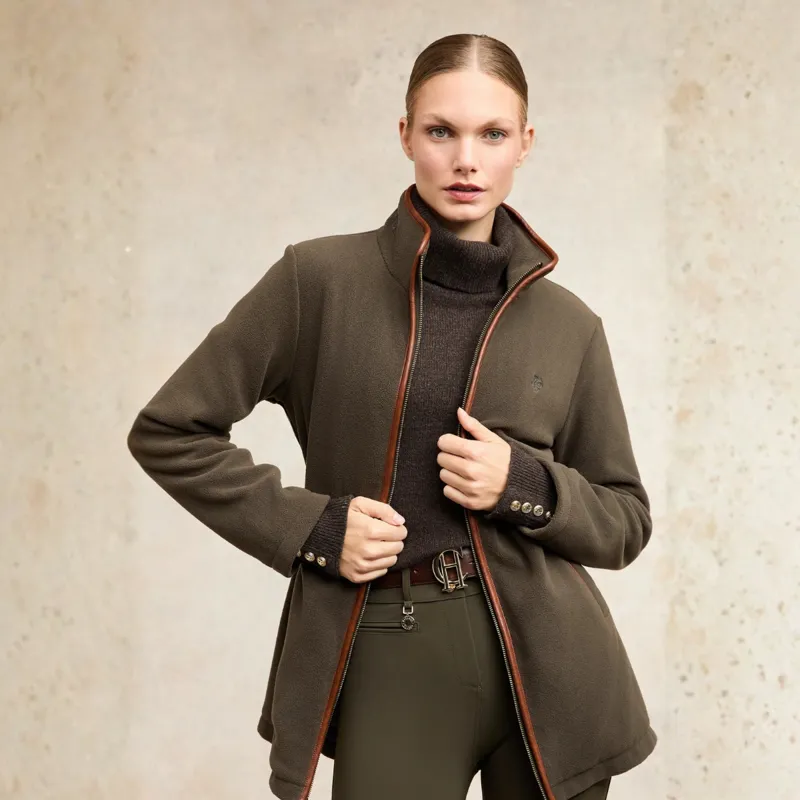 Holland Cooper Longline Country Fleece Womens Jacket - Khaki-2