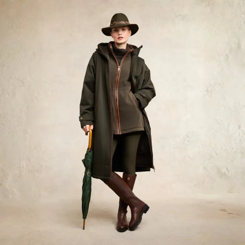 Holland Cooper Longline Country Fleece Womens Jacket - Khaki-4