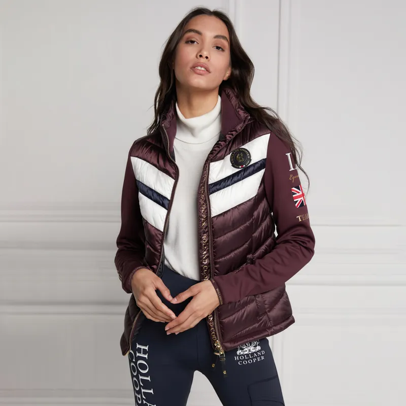Holland Cooper Hybrid Sports Ladies Puffer Jacket Mulberry