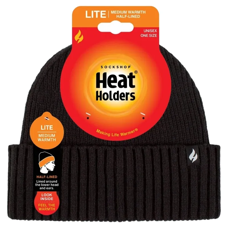 Heat Holders Ashwood Mens Lite Ribbed Beanie - Black-1
