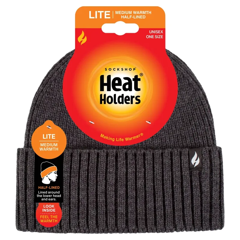 Heat Holders Ashwood Mens Lite Ribbed Beanie - Charcoal-1