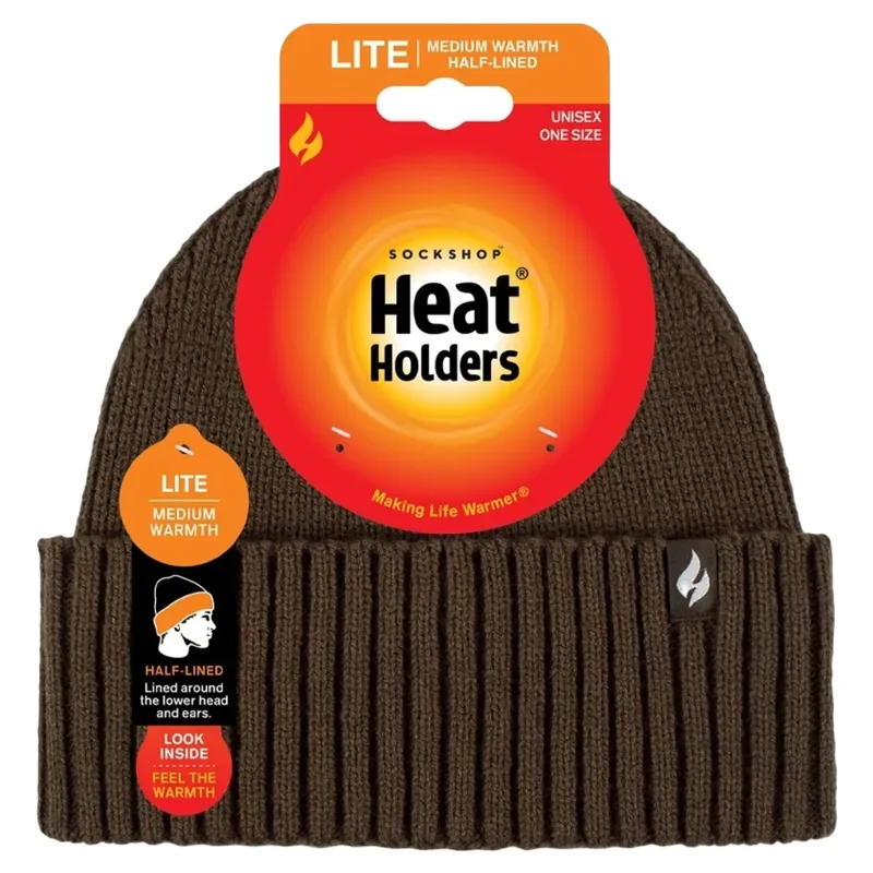 Heat Holders Ashwood Mens Lite Ribbed Beanie - Khaki-1