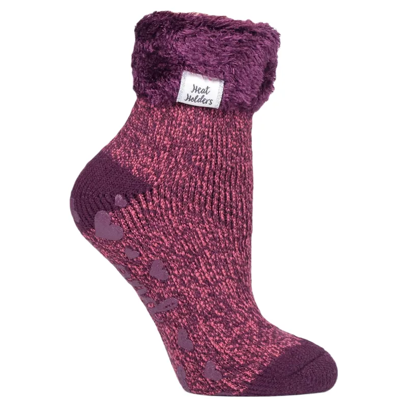 Heat Holders Original Womens Feather Top Lounge Socks - Coral Twist