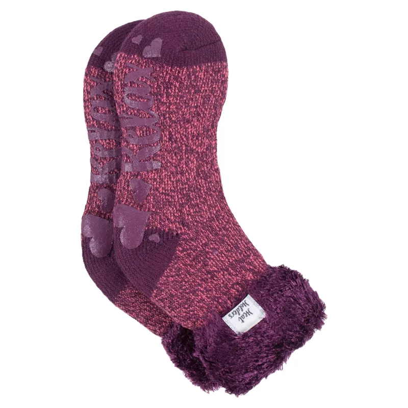 Heat Holders Original Womens Feather Top Lounge Socks - Coral Twist-3