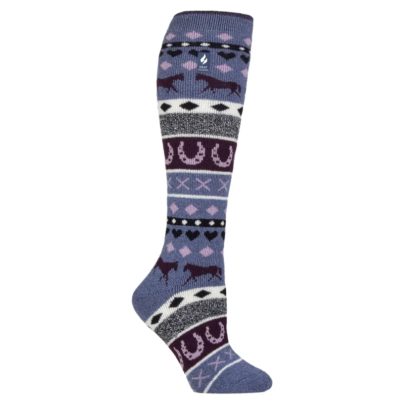 Heat Holders Junior Lite Nova Fairisle Socks - Denim