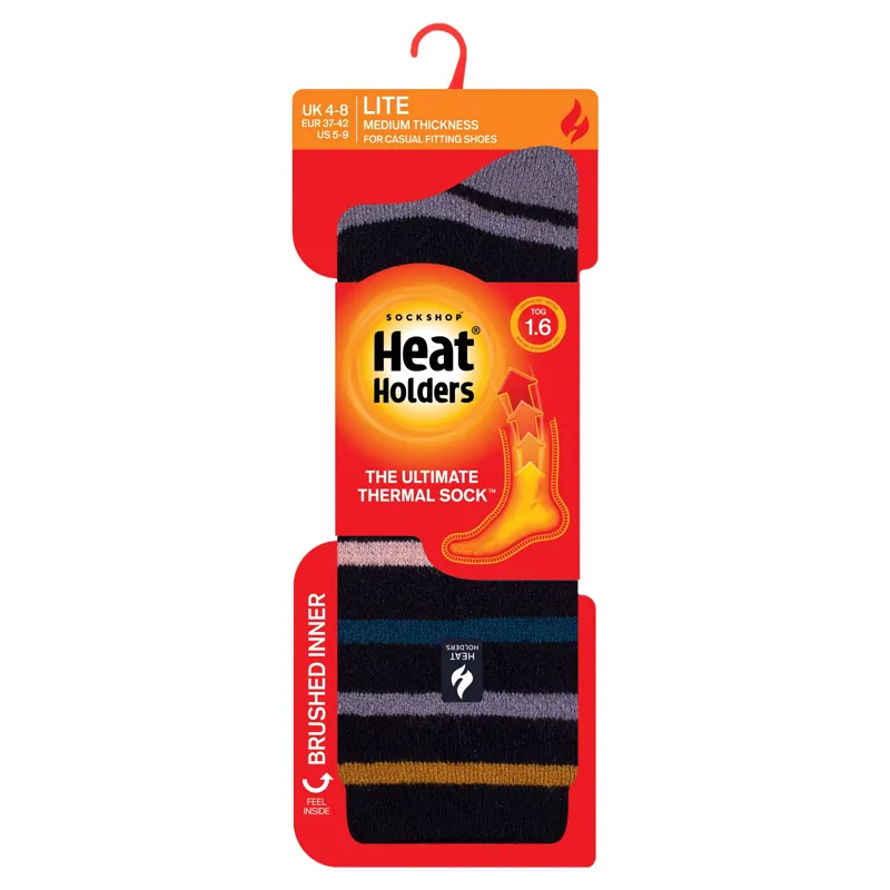 Heat Holders Annika Womens Lite Classic Stripe Crew Socks - Navy-2