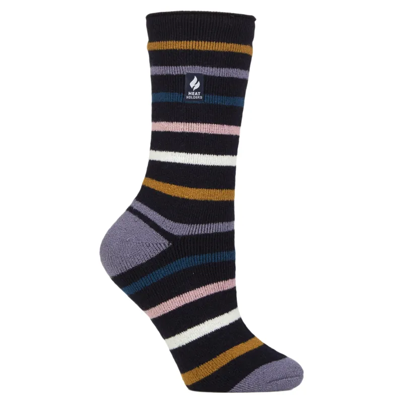 Heat Holders Annika Womens Lite Classic Stripe Crew Socks - Navy-1