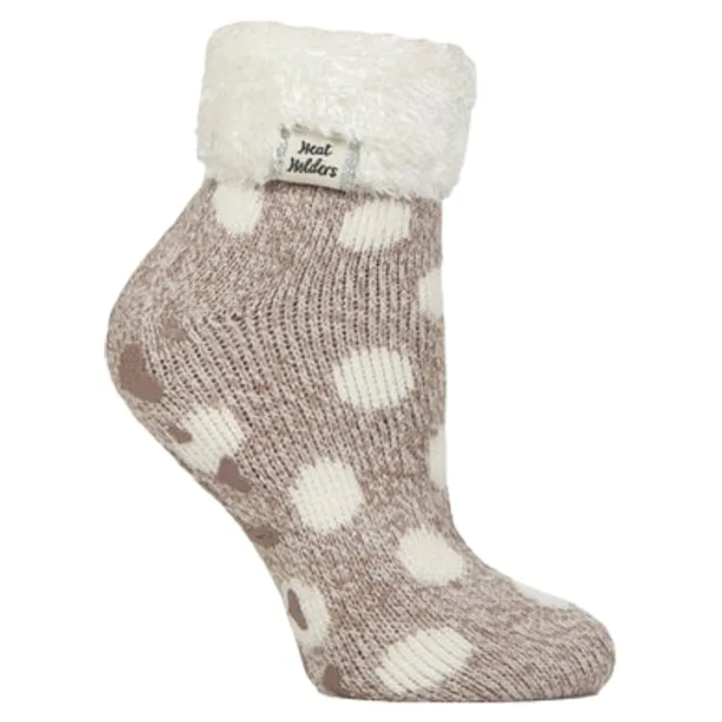 Heat Holders Original Womens Feather Top Lounge Socks - Dusky Brown Twist