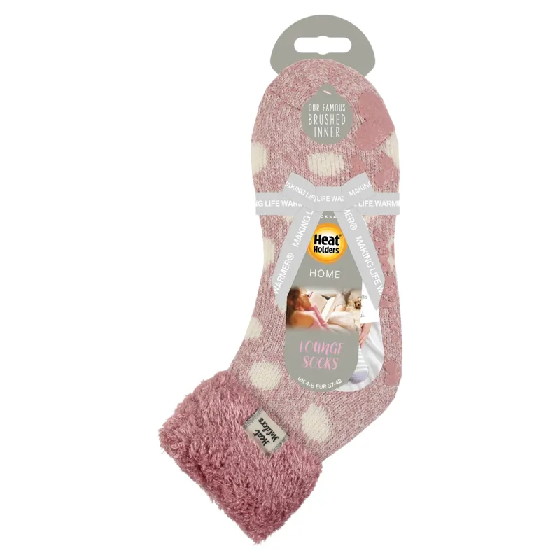 Heat Holders Original Womens Feather Top Lounge Socks - Rose Blush/Cream-1