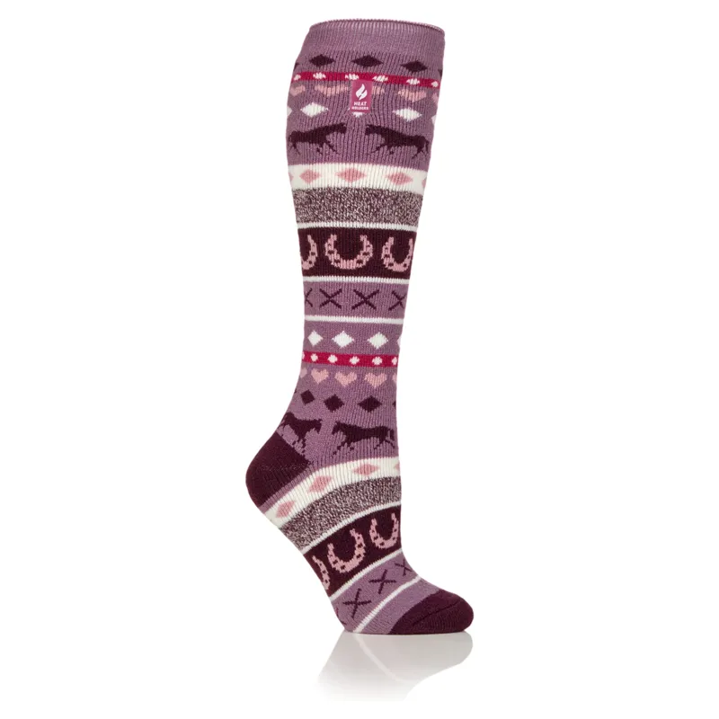 Heat Holders Oaken Womens Jacquard Lite Long Socks - Fairisle Pink